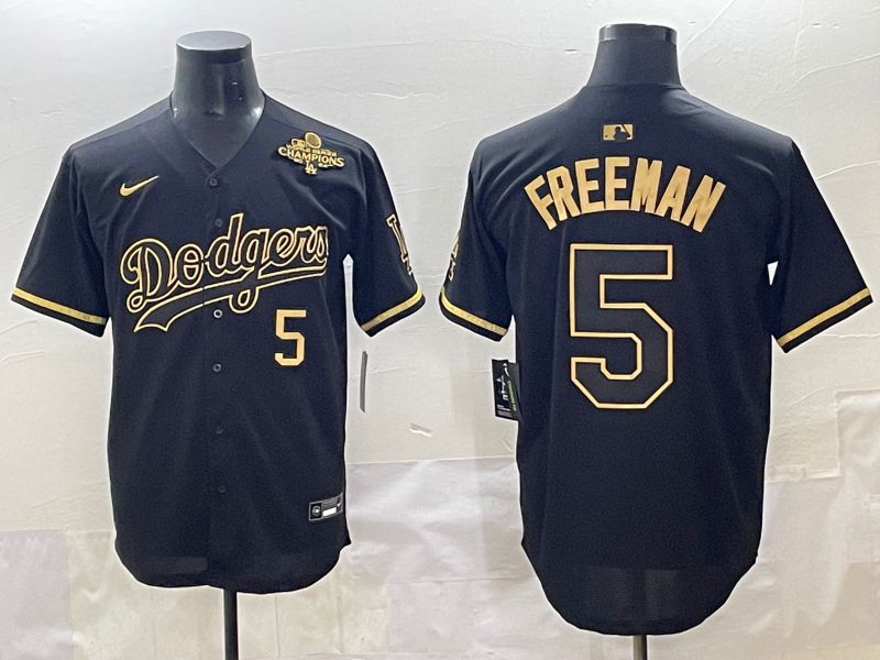 Men 2025 Los Angeles Dodgers #5 Freeman Black Gold Five generations Nike MLB Jersey style 5->los angeles dodgers->MLB Jersey